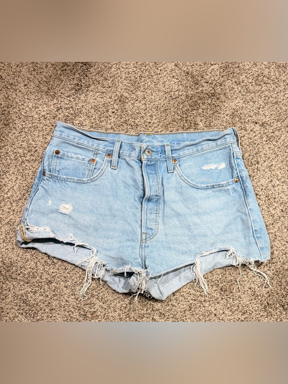 Levi's Light Blue Distressed Cutoff Jean Shorts
